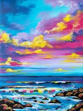 Rocky Beach at Dawn - Paint and sip event at Brewsters  in Airdrie, AB - PaintNite.com