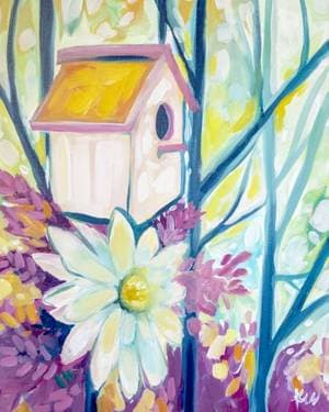 Blooming Birdhouse - Paint and sip event at Stonebridge The Flats Eatery + Drink in Saskatoon, SK - PaintNite.com