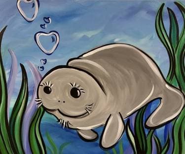 Manatee Love - Paint and sip event at Sidelines Sports Bar & Grill - Glen Burnie in Glen Burnie, MD - PaintNite.com