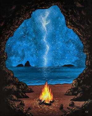 Beachside Campfire - Paint and sip event at Crawford Brew Works in Bettendorf, IA - PaintNite.com