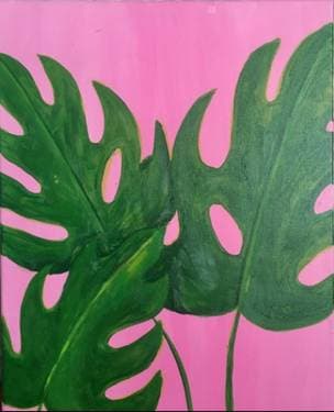 Pink Monstera - Paint and sip event at Reagle Beagle Macleod in Calgary, AB - PaintNite.com