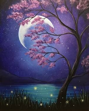 Mystical Moonlight - Paint and sip event at Atelier d'Art Hadieh in Saint-Jean-sur-Richelieu, QC - PaintNite.com