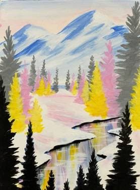 Pastel Winter Forest - Paint and sip event at Black Swan Ale House in Calgary, AB - PaintNite.com