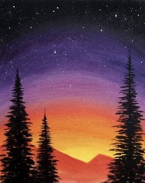 Purple Starry Sky - Paint and sip event at Applebees in Chico, CA - PaintNite.com