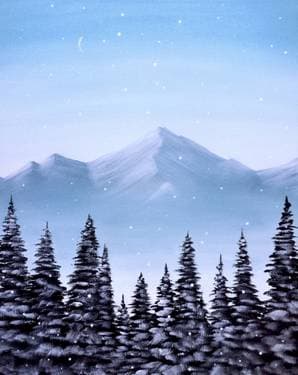 Snowy Mountain Pines - Paint and sip event at 10 DEAN - Waverley in Toronto, ON - PaintNite.com
