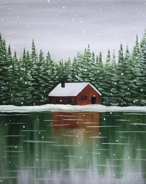Snowy Cabin II - Paint Nite event in Brampton, ON