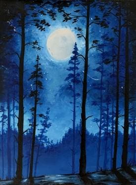 Blue Moonlit Forest - Paint Nite event in Toronto, ON