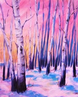 Snowfall Over Birches - Paint Nite event in TORONTO, ON