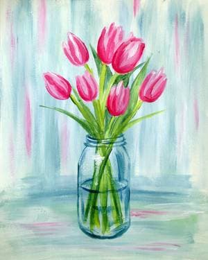 Pink Tulip Vase - Paint Nite event in Pointe-Claire, QC