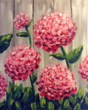 Hey, Hey, Hydrangeas - Paint and sip event at Mountain Mike's Pizza in sa, CA - PaintNite.com