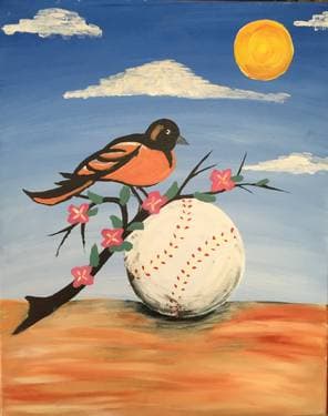 Oriole Ball - Paint and sip event at Sidelines Sports Bar & Grill - Glen Burnie in Glen Burnie, MD - PaintNite.com