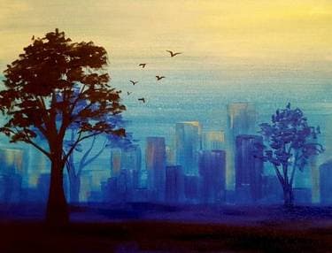 Big City Blues - Paint Nite event in Lowell, MA