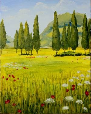 Tuscany Summer Fields - Paint and sip event at Grafted Cellars Winery & Restaurant in Claremont, CA - PaintNite.com