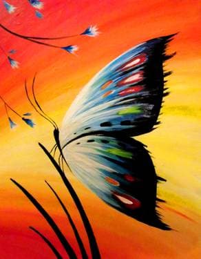 Butterfly Blue - Paint and sip event at Pizza Hut Lower Burrell  in Lower Burrell , PA - PaintNite.com