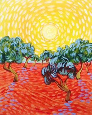 Van Gogh's Olive Trees - Paint and sip event at Wan Wang Restaurant in Worcester, MA - PaintNite.com
