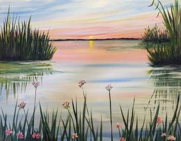 Delta Sunrise - Paint and sip event at Hastings Racecourse & Casino in Vancouver, BC - PaintNite.com
