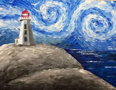 Peggy's Cove Lighthouse - Paint and sip event at Paliotti’s Italian Restaurant  in Abbotsford , BC - PaintNite.com