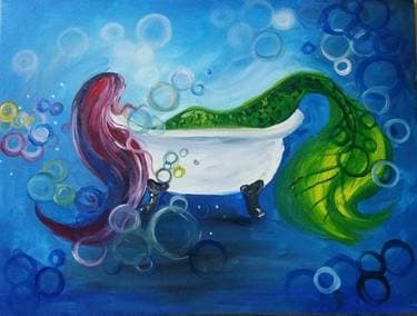 Mermaid Bubble Bath - Paint and sip event at Bowness Arts in Calgary, AB - PaintNite.com