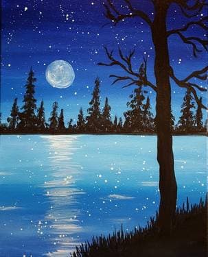 Moonlight Lake - Paint and sip event at Cafe Ole in Boise, ID - PaintNite.com
