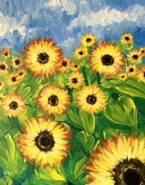 Field of Sunflower Blooms - Paint and sip event at FUNDRAISER EVENT: CBA Grounds in Chugiak, AK - PaintNite.com
