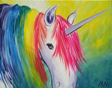Rainbow Unicorn - Paint and sip event at Logan's Roadhouse Chico in Chico, CA - PaintNite.com