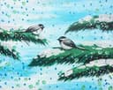 Little birds on snowy day thumbnail view