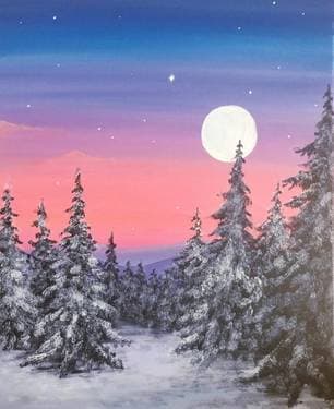 Winter Mountain Magic - Paint and sip event at St Louis Atrium in Toronto, ON - PaintNite.com
