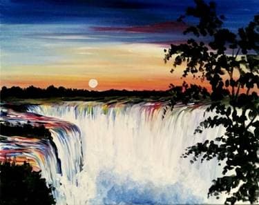 Waterfalls and Sunset - Paint Nite event in New York, NY