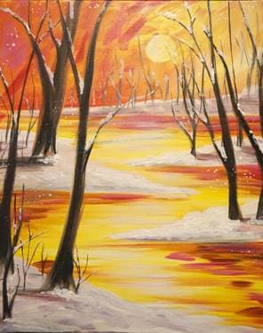 Golden Winter's Day - Paint and sip event at Gatherings Resto Bar in Toronto, ON - PaintNite.com