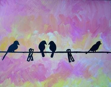 Birds on Clothesline - Paint and sip event at Brave Brewing Company in Port Moody, BC - PaintNite.com