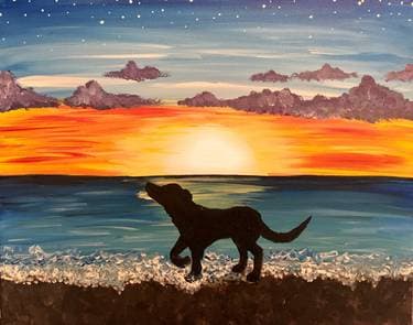 Dog on the Beach - Paint and sip event at Faces Brewing in Malden, MA - PaintNite.com