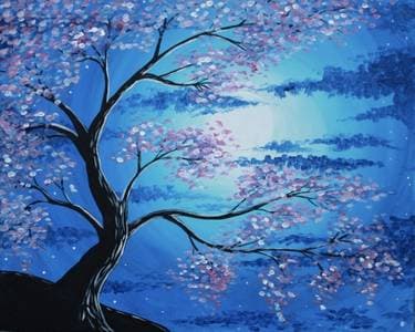 Blossoms in the Moonlight - Paint and sip event at Boston Pizza Burlington South in Burlington, ON - PaintNite.com