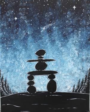 Midnight Inukshuk - Paint and sip event at Kinjo Sushi and Grill in Calgary, AB - PaintNite.com