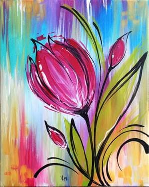 Whimsical Tulip - Paint and sip event at Pour Bros Taproom in Moline, IL - PaintNite.com