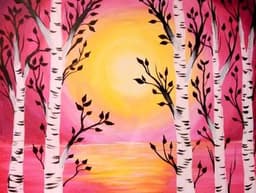 Sunset and Birch Trees thumbnail