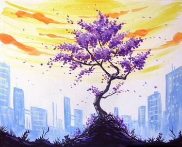 Purple City Blossoms - Paint and sip event at Machine Nightclub in Boston, MA - PaintNite.com