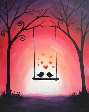 Swinging Love Birds - Paint and sip event at Chuck's Place in Manteca, CA - PaintNite.com
