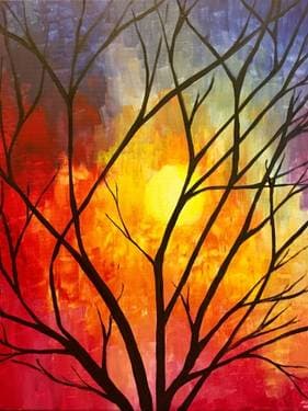 Colorful Moonlit Sky - Paint and sip event at Nottingham's in Columbia, MD - PaintNite.com