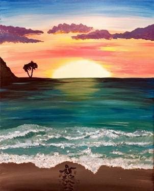 Sea Turtle Sunrise - Paint and sip event at Lord William Pub in Montréal, QC - PaintNite.com