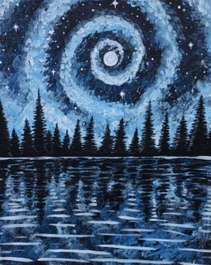 Starry Galaxy Lake in Blue - Paint and sip event at Charley's Place in Glendale, AZ - PaintNite.com