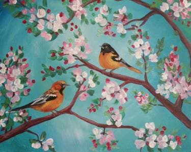 Orioles and Blossoms - Paint and sip event at Guilford Hall Brewery  in Baltimore, MD - PaintNite.com