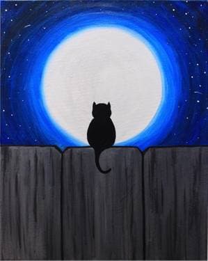 Cat in Moonlight - Paint and sip event at The LOOP at Deerwood in Jacksonville, FL - PaintNite.com