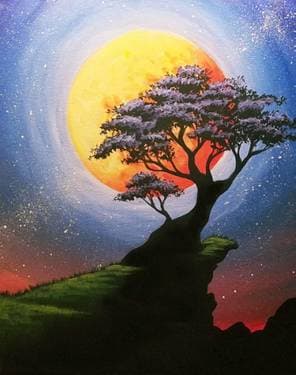 Bonzai Moon - Paint and sip event at Atelier d'Art Hadieh in Saint-Jean-sur-Richelieu, QC - PaintNite.com