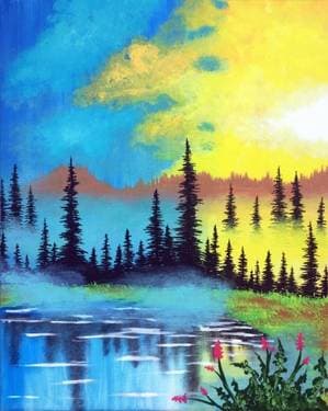 Misty Morning Lake - Paint and sip event at Canlan Sports - Langley Twin Rinks in Langley, BC - PaintNite.com