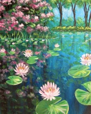Lily Pond Reflections - Paint and sip event at Two Rivers Distillery in Calgary, AB - PaintNite.com