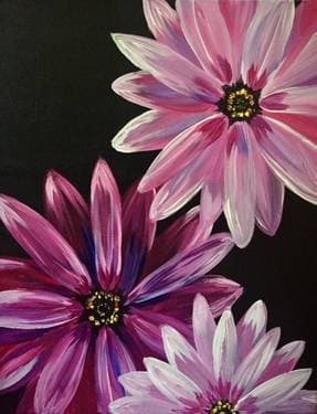 Purple Daisy Blooms - Paint and sip event at El Torito Mexican Restaurant Northridge in Northridge, CA - PaintNite.com