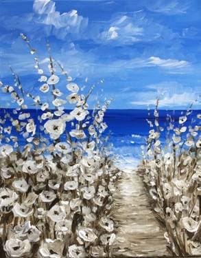 Serene Beach Blossoms - Paint and sip event at El Torito in Woodland Hills in Woodland Hills, CA - PaintNite.com