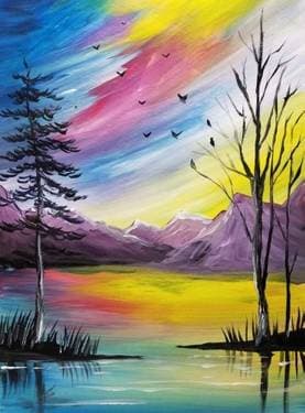 The Glow of the Nymphs - Paint and sip event at Barbies Resto Bar Grill in Brossard, QC - PaintNite.com