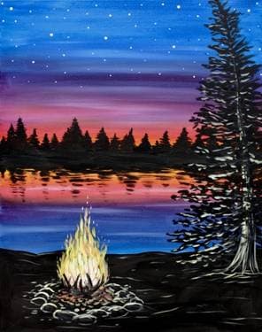 Lakeside Campfire II - Paint and sip event at The Carousel Lounge in Anchorage, AK - PaintNite.com