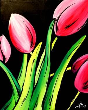 Pink Tulips - Paint and sip event at The Old Spaghetti Factory - Arden in Sacramento, CA - PaintNite.com